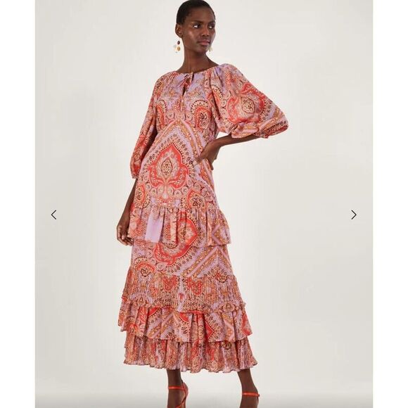 NWOT Monsoon Laetita Ruffle Tiered Maxi Dress - Picture 3 of 11